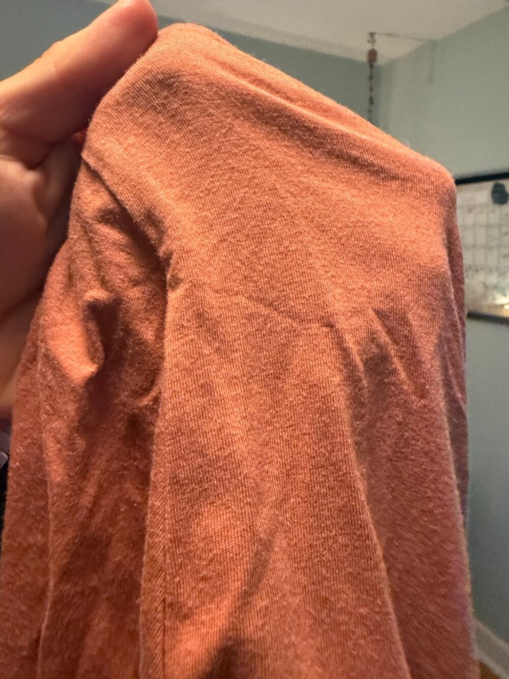 Garnet Hill Orange Wrap Blouse Large | Organic Pima Cotton Faux Wrap Ruched Peru - Picture 4 of 6